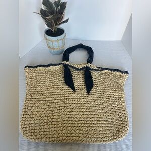 Mark & Graham Tan and Black Tote Bag with Woven Design